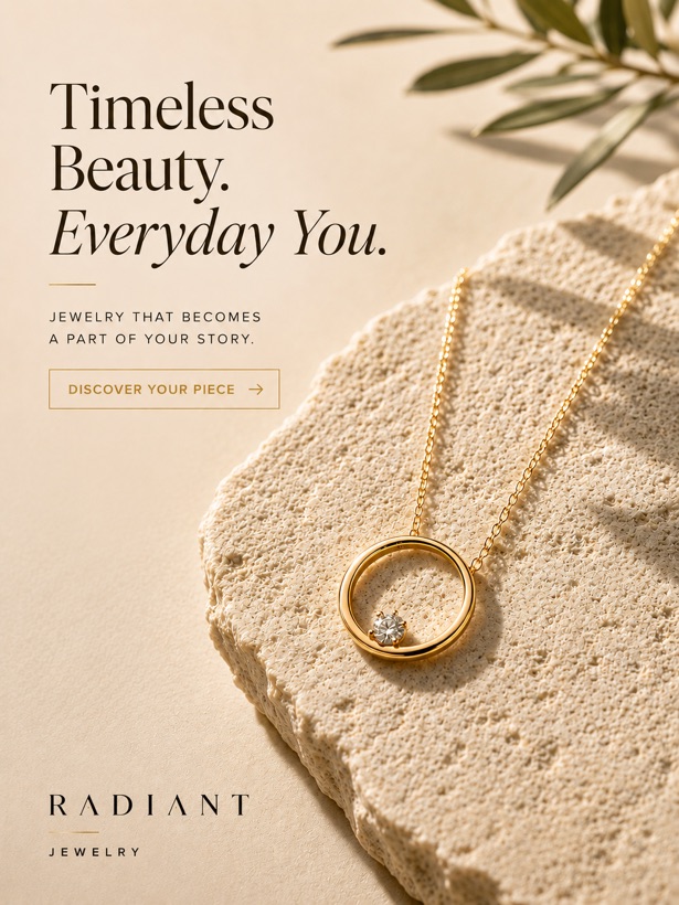 Jewelry ad creative: Timeless Beauty, Everyday You.